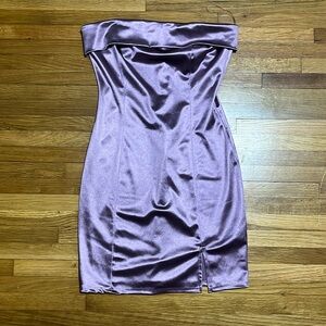 tight mini purple strapless dress